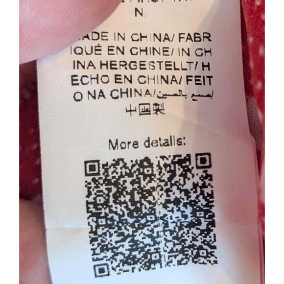 Shein Red & White Ditsy Floral V Neck Mini Short Sleeve Dress Size Small - Picture 9 of 9